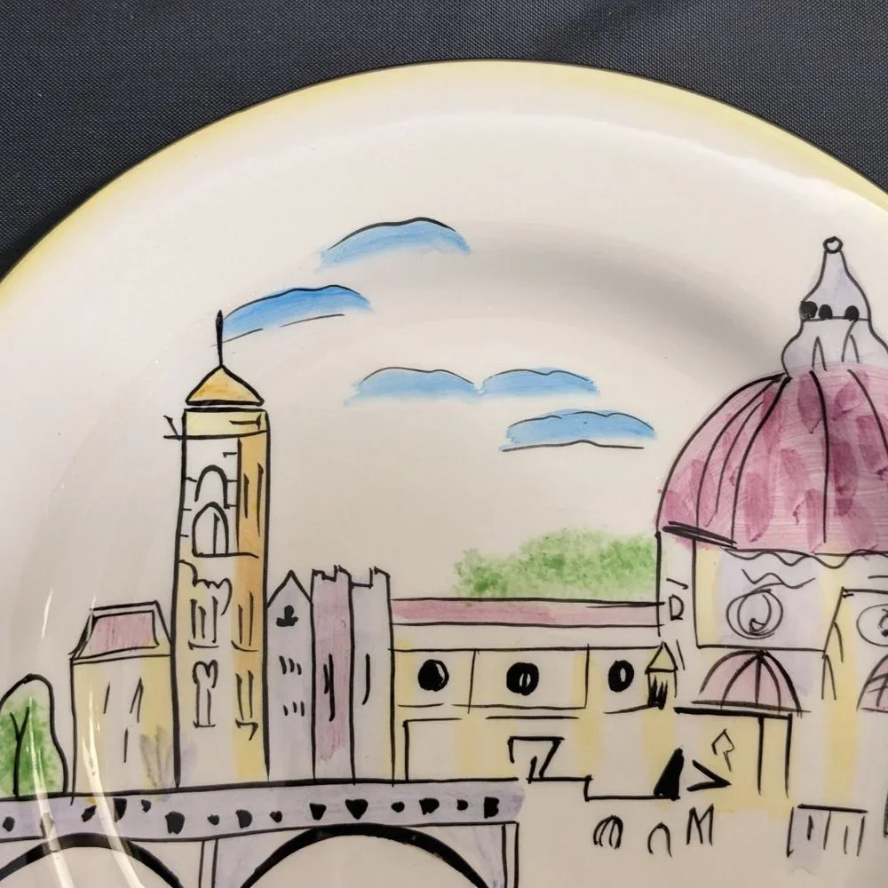 Vtg  8" Oneida Festa Italia Cheese/Salad/Dessert/Appetizers Venice Rome Pair - Picture 12 of 16